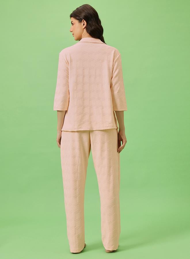 كلوفيا طقم بيجاما من بنطال وبلوزة سادة بأزرار غلق - Image 5